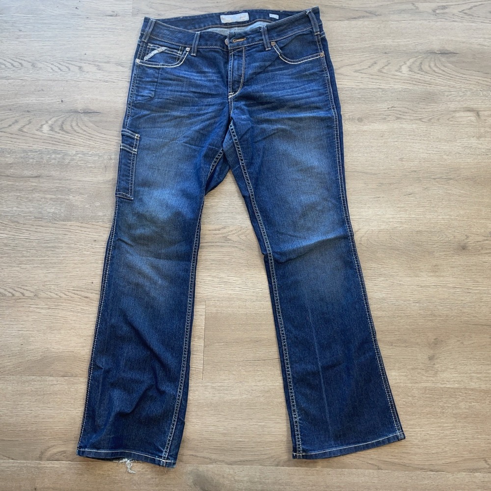 Ariat Rebar Raven Boot Jeans Womens 32R Medium Wash Mid Rise Bootcut Stretch